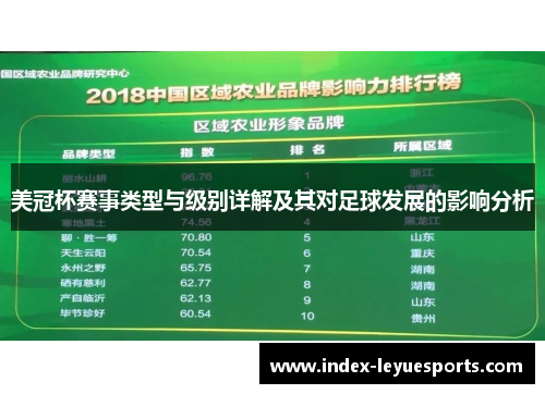 美冠杯赛事类型与级别详解及其对足球发展的影响分析